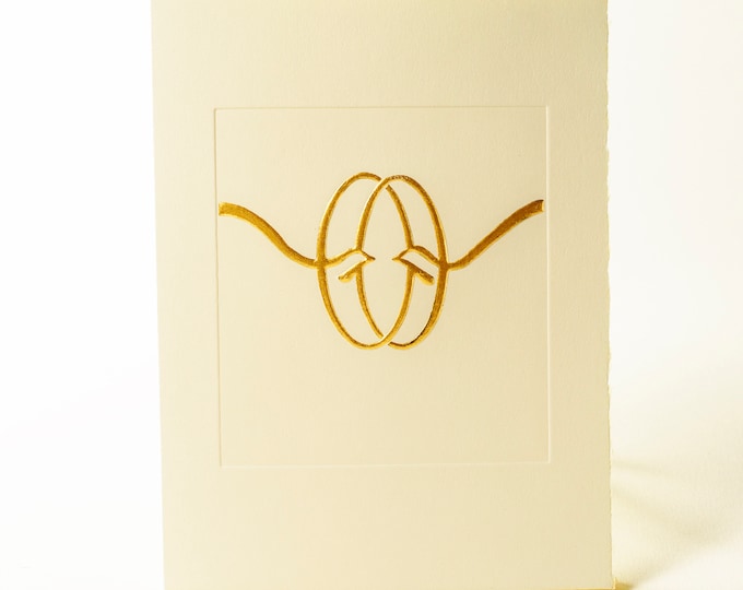 Gold Rings Card. Engagement card. Valentine card. Anniversary card.Single card.Blank inside.