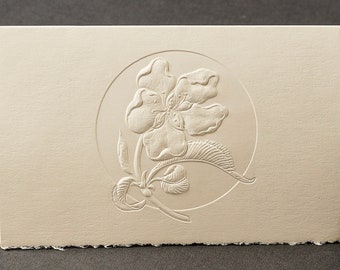 8 Peach Flower Cards. Embossed Floral cards.Botanical cards.Gift set. Blank inside.