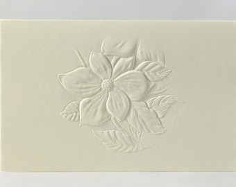 8 Pacific Dogwood Embossed Cards. Stationery gift Set. Floral cards. Botanical cards. Blank inside.