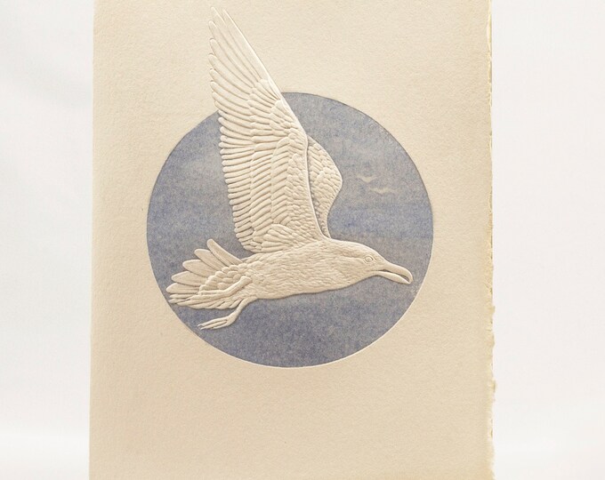 Seagull Card. Embossed Bird Card Seaside card. Set of 6 cards or Single Card. Blank Inside