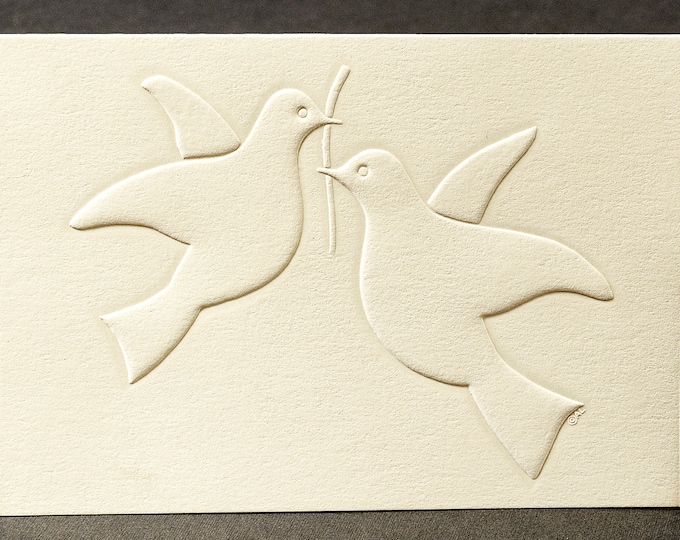 8 Doves in Love Cards.Stationery set. Embossed dove cards. Blank inside.