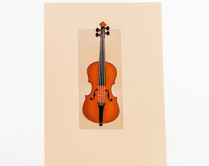 Violin Card.Music stationery.Violin note card.Pack of 6 cards or Single card. Folded card.