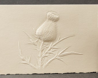 8 Thistle Embossed Cards. Stationery gift. Floral cards.Botanical cards. Blank inside.