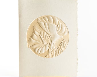 6 Calla Lily embossed Cards.Floral cards.Botanical cards.Set of 6 cards. Blank inside.