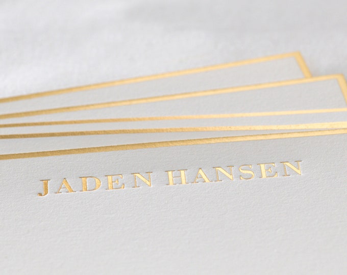 Personalized Gold Foil Note Cards. Gold Border Stationery Set. Foil Stamped Name Cards. Classic Notes. Social Stationery Set.
