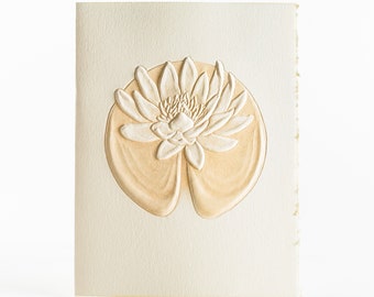 6 Water Lily Cards.Embossed floral cards.Botanical cards.Set of 6 cards. Blank inside.