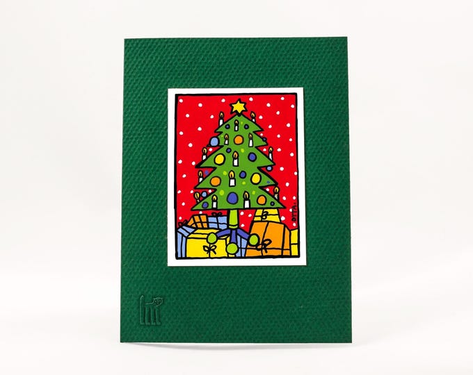 Cute Christmas Tree Card. Holiday Season Card. Merry Christmas Note card. Blank Inside.