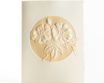 6 Wild Rose Cards.Embossed floral cards.Botanical cards.Set of 6 cards. Blank inside.