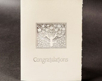 Silver Congratulations Card. Silver Tree Card. Congrats card. Set of 6 cards or Single card. Blank inside.