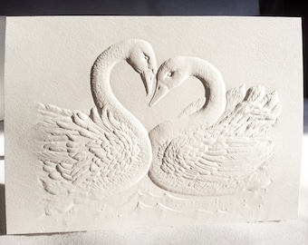 8 Swans Cards. Gift pack of cards. Stationery set. Embossed swan cards. Blank inside.