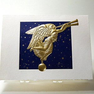 Christmas Angel Card. Letterpress Christmas card.Set of 6 cards or Single card. Blank inside.