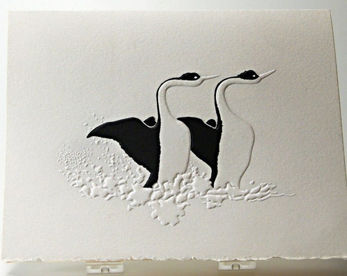 Swans  Dance Card. Embossed Love card. Valentine card. Engagement. Wedding. 6 card set or Single Card. Blank inside.