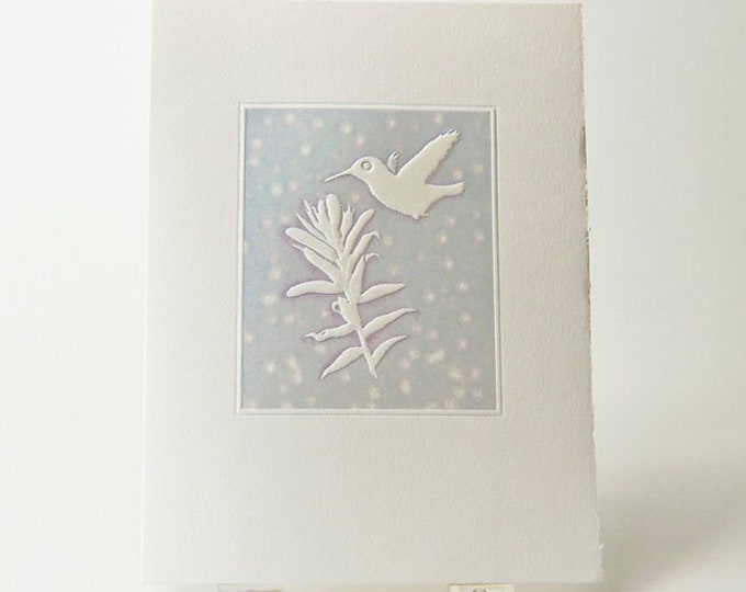 Hummingbird Holiday Card. Christmas Card. Winter card. Seasonal card. Set of 6 cards or Single card. Blank inside.