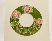 Geranium Card Letterpress flower card Embossed flower card Flowers Single card Blank inside.