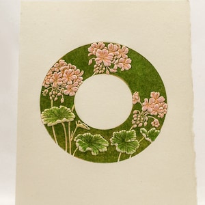 Carte géranium Carte florale typographique Carte florale en relief. Jeu de 6 cartes ou une seule carte vierge à l'intérieur.