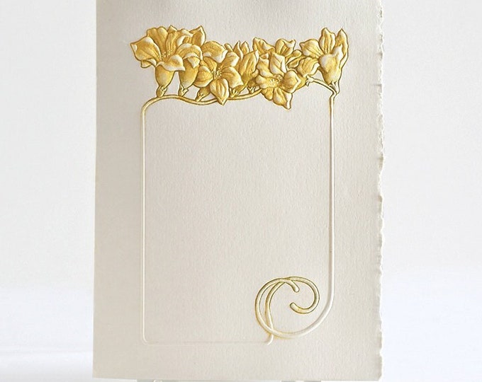 Freesia Flower Card. Letterpress Floral card. Set of 6 cards or Single card Blank inside.