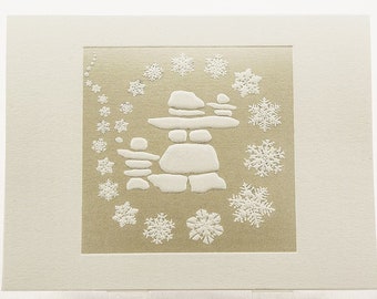 Snowflakes Holiday Card. Family Christmas card. Set of 6 cards or Single card. Blank inside.