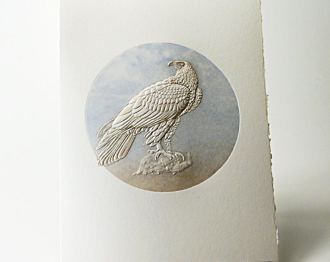 Eagle Card. Embossed bird card. Wildlife note card. American Eagle card. Set of 6 cards or Single card. Blank inside.