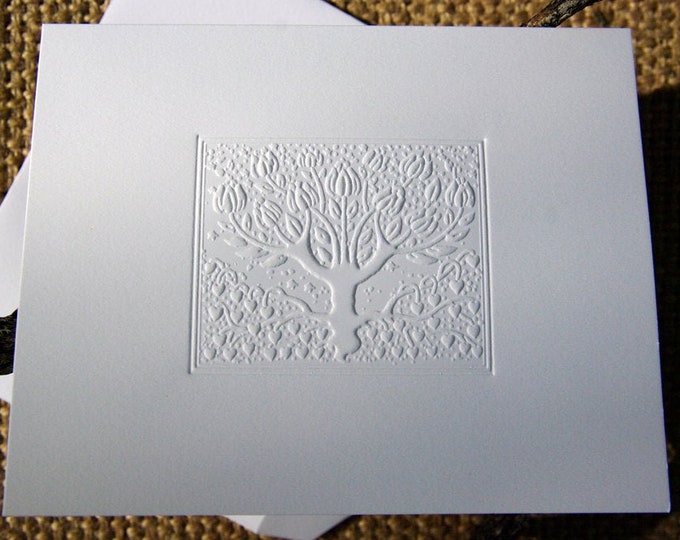 6 Love Tree Cards. Embossed card set. Romance card. Set of 6 cards Blank Inside