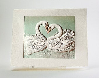 Swans Card Love Card Valentine Card.Anniversary card.Set of 6 cards or Single Card. Blank inside.