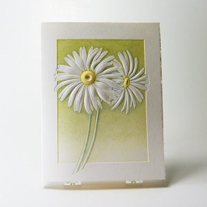 Daisies Card Letterpress. Daisy embossed card. Set of 6 cards or Single card. Blank inside.