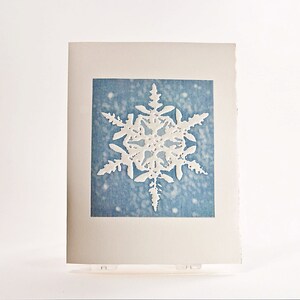 Carte des Fêtes, typographie flocon de neige des Laurentides. Jeu de 6 cartes ou une carte. Vierge ou voeux de fin d'année à l'intérieur.