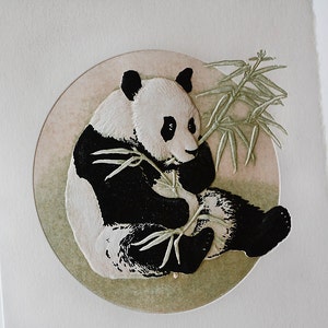 Carte d'ours panda. Carte animalière en relief. Carte pour papa. Jeu de 6 cartes ou une carte vierge à l'intérieur