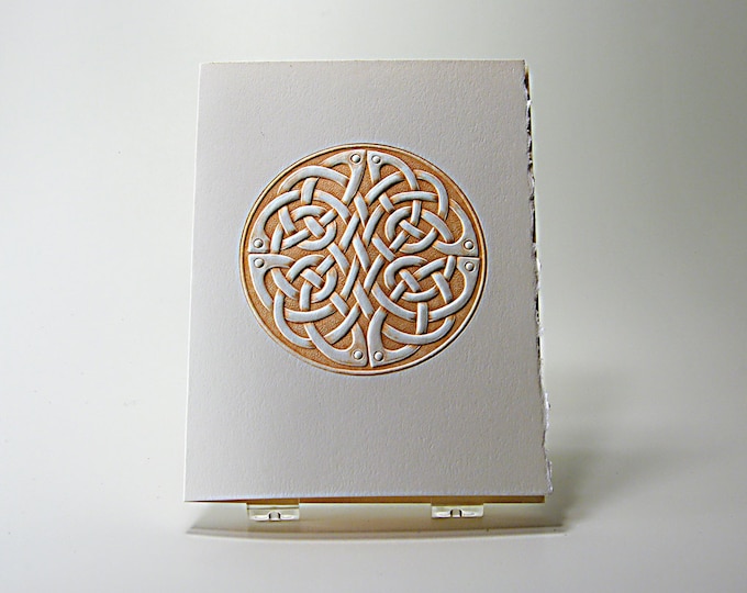 Celtic Round Knot Card.Embossed Love Knot Card. Set of 6 cards or Single Card. Blank Inside.