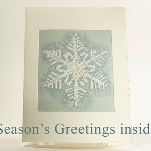 6 cartes flocon de neige. Carte de Noël typographique Carte de vœux moderne. Paquet de 6 cartes. Joyeuses Fêtes à l'intérieur. Flocon de neige du Mont-Blanc.