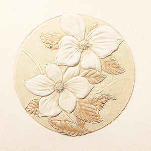 6 cartes de fleurs de cornouiller du Pacifique. Cartes florales en relief. Cartes de correspondance botaniques. Lot de 6 cartes. Blanc à l'intérieur.