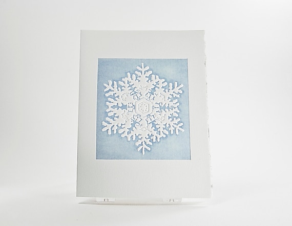 Rainier Snowflake Card, Embossed Christmas Note Card. Blank or Season's Greetings inside.