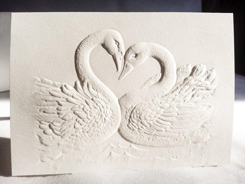 8 Swans Cards. Gift pack of cards. Stationery set. Embossed swan cards. Blank inside. image 1