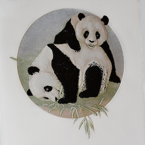 Carte d'ours panda Carte d'animaux. Carte maman et bébé. Jeu de 6 cartes ou une seule carte vierge à l'intérieur