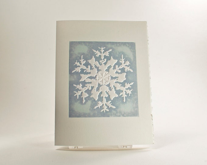 Rocky Mountain Snowflake Card. Holiday card Letterpress.Pack of 6 cards or Single card. Blank or Season's Greetings inside.