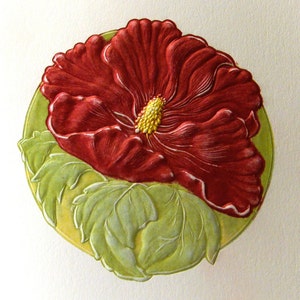 Hibiskus Blumenkarte Letterpress Blumenkarte. Muttertagskarte. 6 Karten Set oder Einzelkarte. Innen leer.