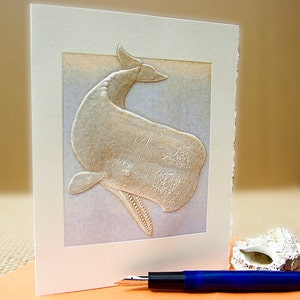 Carte de cachalot. Carte animalière typographique. Carte animalière en relief. Carte d'aventure. Jeu de 6 cartes OU une seule carte. Blanc à l'intérieur.