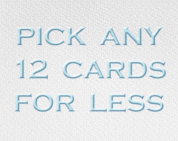 12 Embossed Letterpress Cards: Assorted Blank Greeting Stationery Set, Mix & Match for Less.