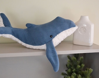 Humpback Whale Deep Blue Premium Fleece Furry Belly Large *Personalization available