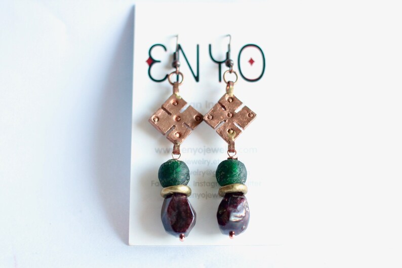 African Copper Earrings Ethiopian Coptic Cross Meskel Ghana Etsy