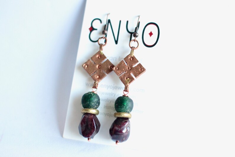 African Copper Earrings Ethiopian Coptic Cross Meskel Ghana Etsy
