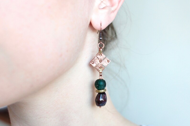 African Copper Earrings Ethiopian Coptic Cross Meskel Ghana Etsy