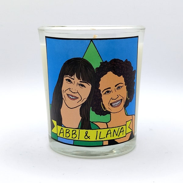 Abbi & Ilana Broad City Glass Votive Candle // LGBTQ Altar Candle