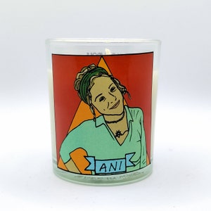 Ani DiFranco Glass Votive Candle // LGBTQ Altar Candle