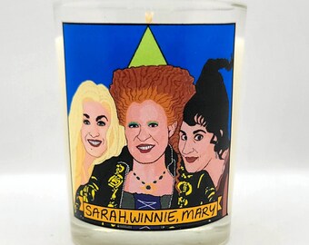 Sarah, Winifred, Mary / Hocus Pocus Glass Votive Candle // LGBTQ Altar Candle