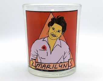 Marilyn Buck Glass Votive Candle // LGBTQ Altar Candle