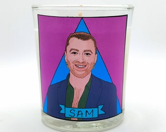 Sam Smith Glass Votive Candle // LGBTQ Idol Altar Candle