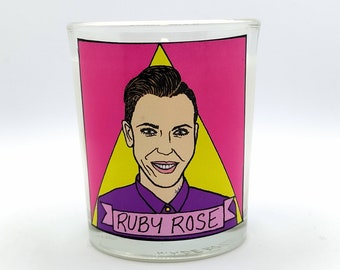 Ruby Rose Glass Votive Candle // LGBTQ Altar Candle