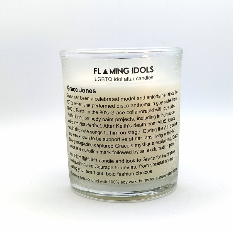 Grace Jones Glass Votive Candle // LGBTQ Altar Candle Etsy