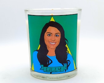 Lilly Singh Glass Votive Candle // LGBTQ Idol Altar Candle