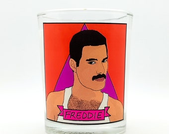 Freddie Mercury Glass Votive Candle // LGBTQ Altar Candle